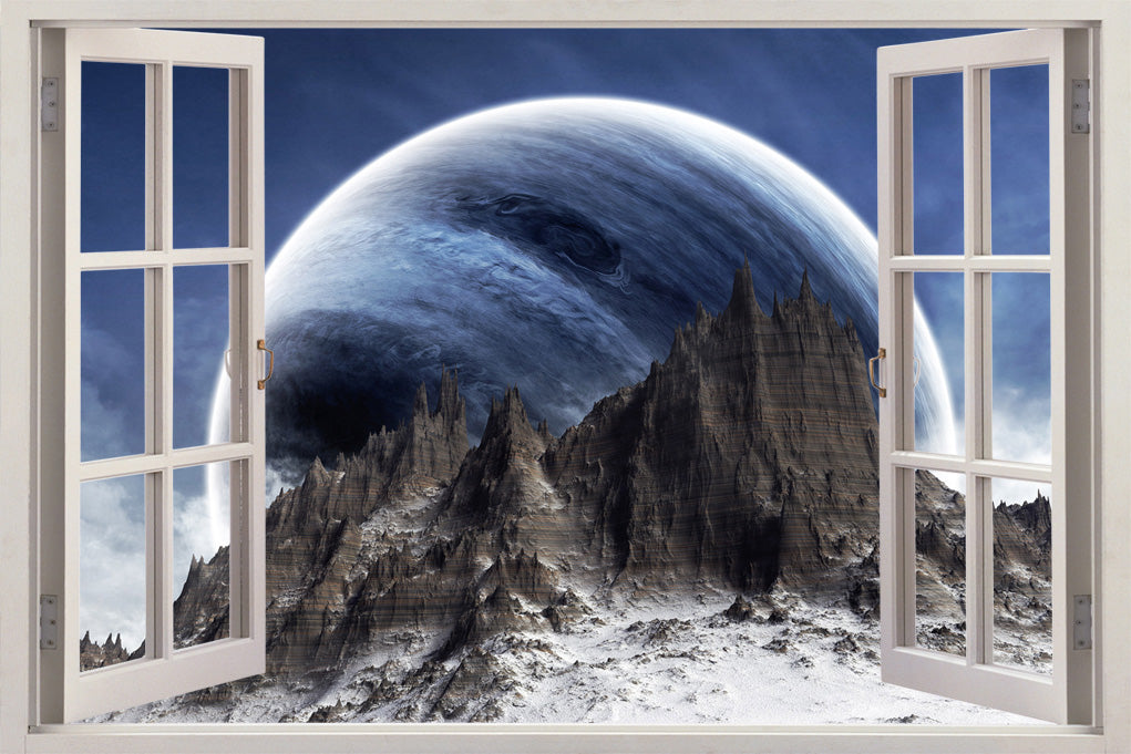 Fantasy Planet Space 3D Window Wall Sticker Autocollant Décalque