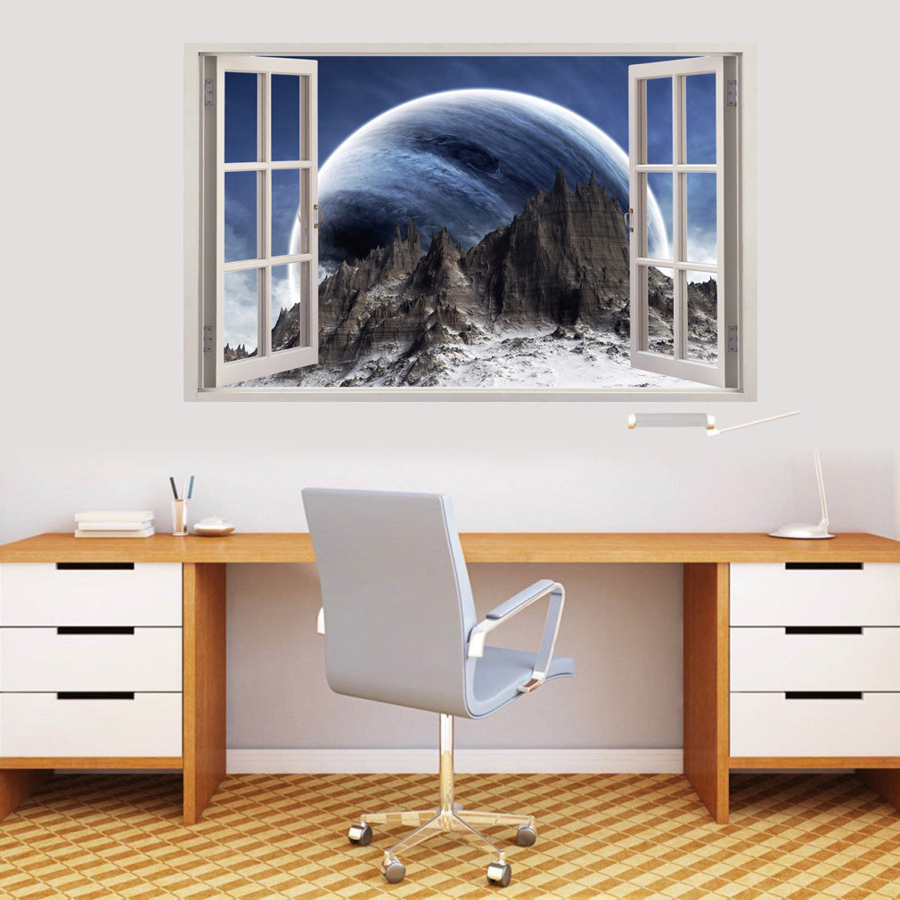 Fantasy Planet Space 3D Window Wall Sticker Autocollant Décalque