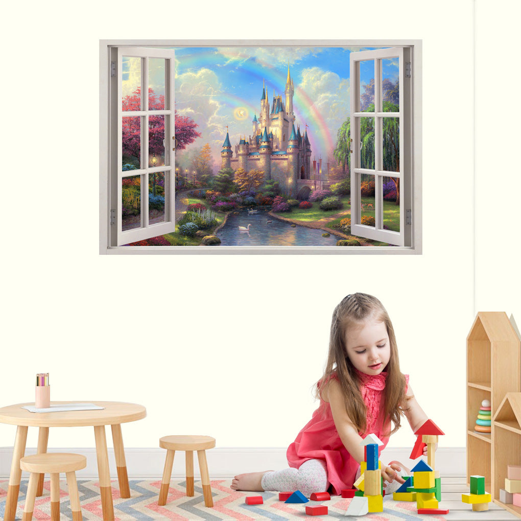 Fantasy Princess Castle 3D Window Wall Sticker Decal