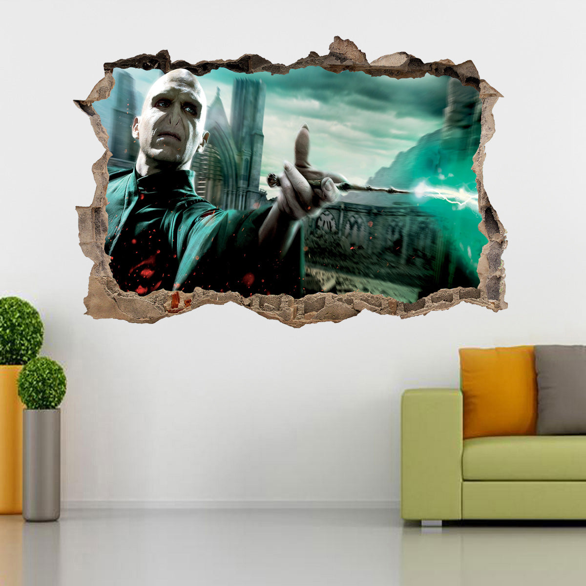 Harry Potter Voldemort 3D Smashed Broken Decal Wall Sticker H707