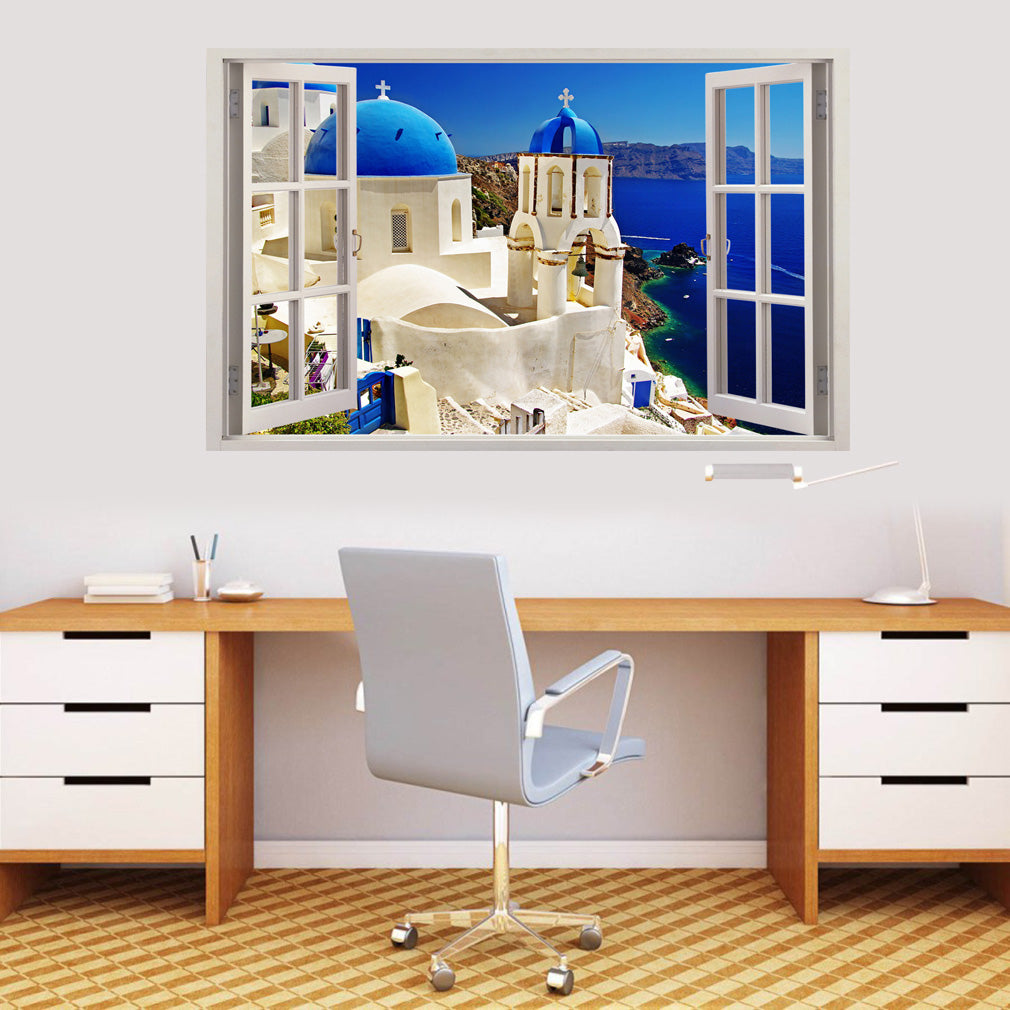 White Greece 3D Window Wall Sticker Decal
