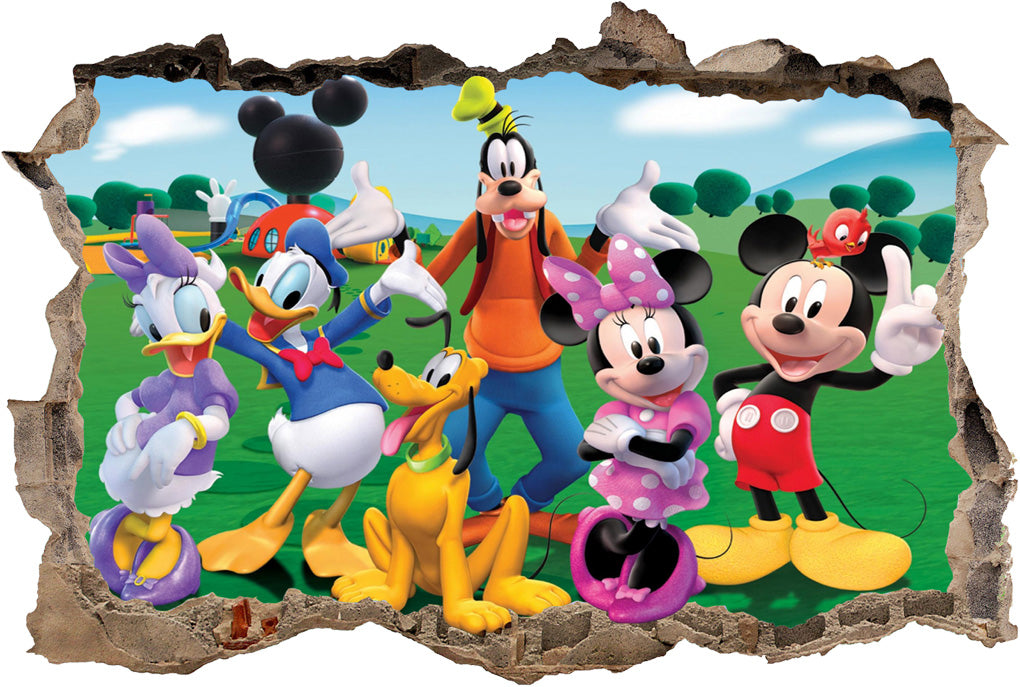 Mickey & Friends 3D Smashed Broken Decal Wall Sticker H795