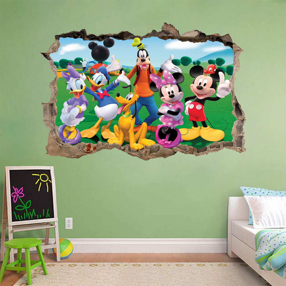Mickey & Friends 3D Smashed Broken Decal Wall Sticker H795