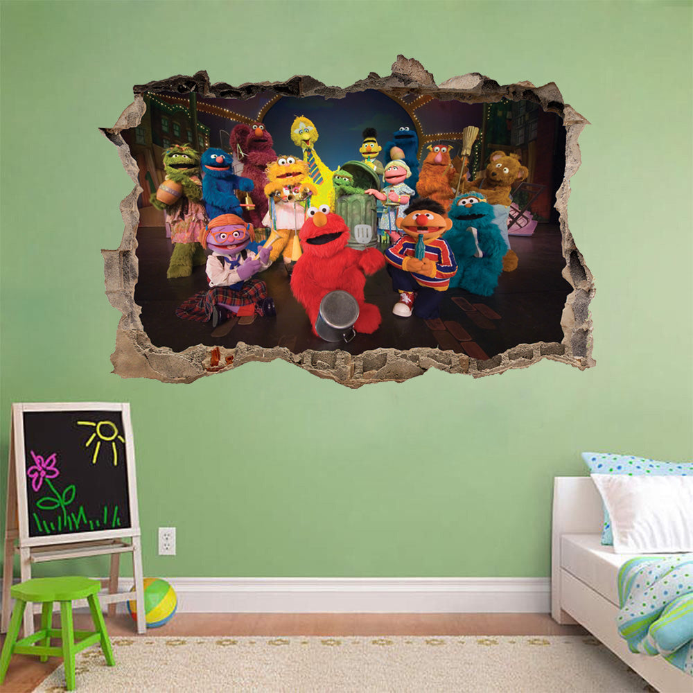 Sésame Street Characters 3D Smashed Broken Sticker Wall Sticker H798