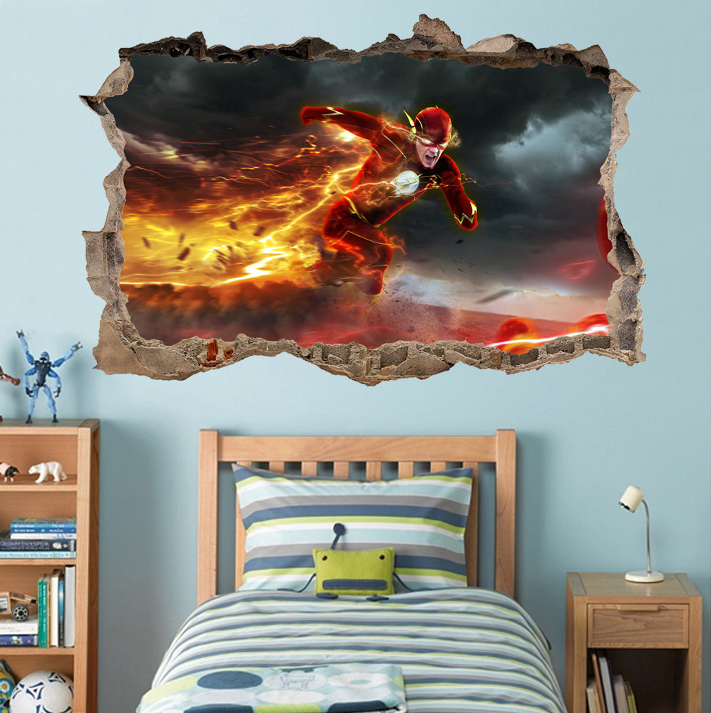 Super Hero Movie Characters 3D Smashed Broken Decal Wall Sticker 019