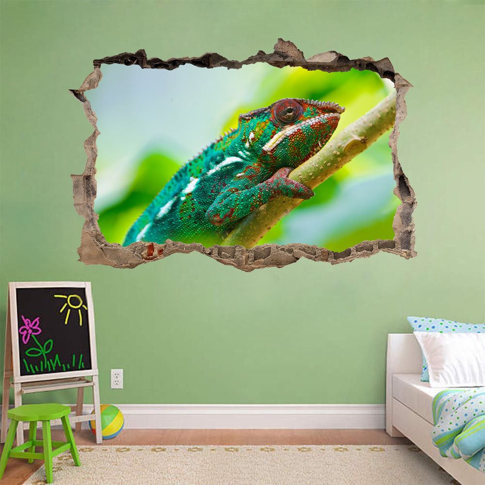 Chameleon 3D Smashed Broken Decal Wall Sticker