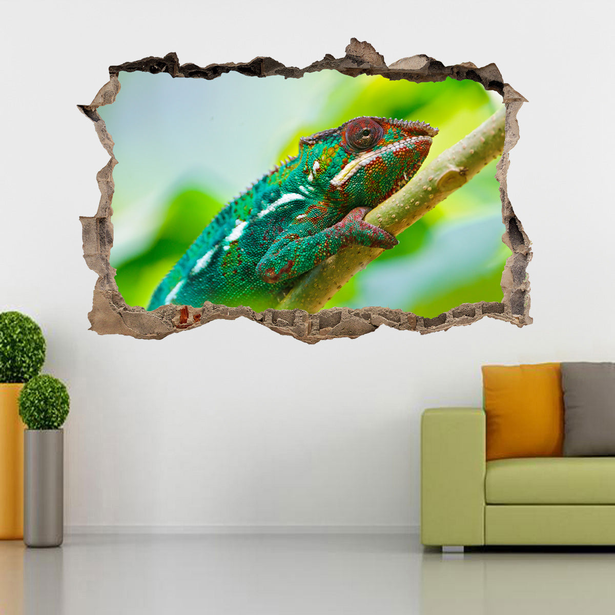 Chameleon 3D Smashed Broken Decal Wall Sticker