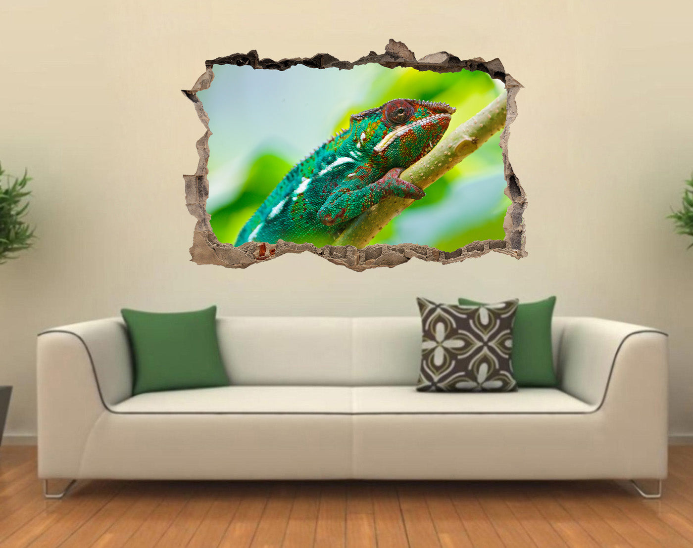 Chameleon 3D Smashed Broken Decal Wall Sticker