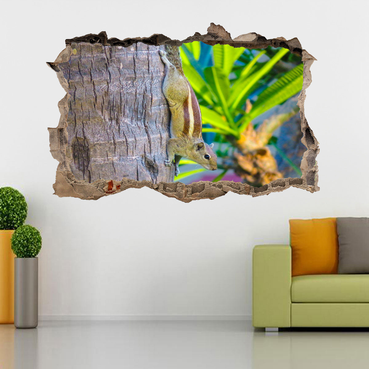 Squirrel 3D Smashed Broken Decal Wall Sticker