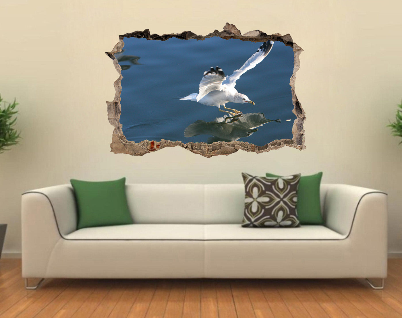 Seagul 3D Smashed Broken Decal Wall Sticker