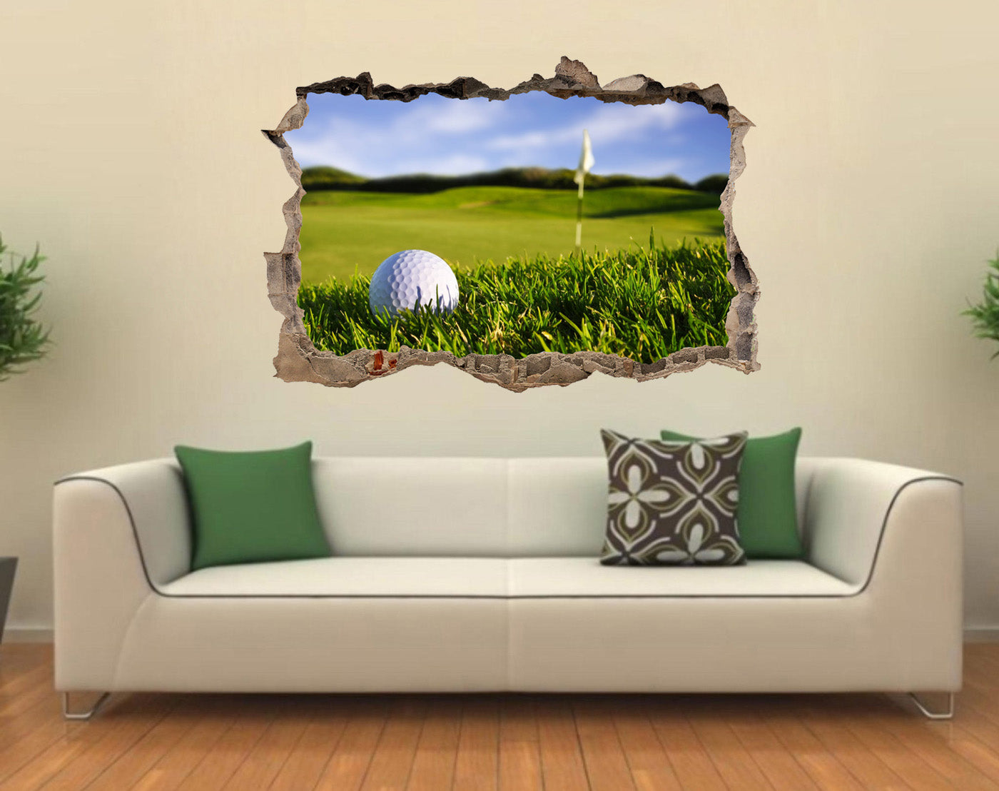 Golf Course 3D Smashed Broken Decal Wall Sticker