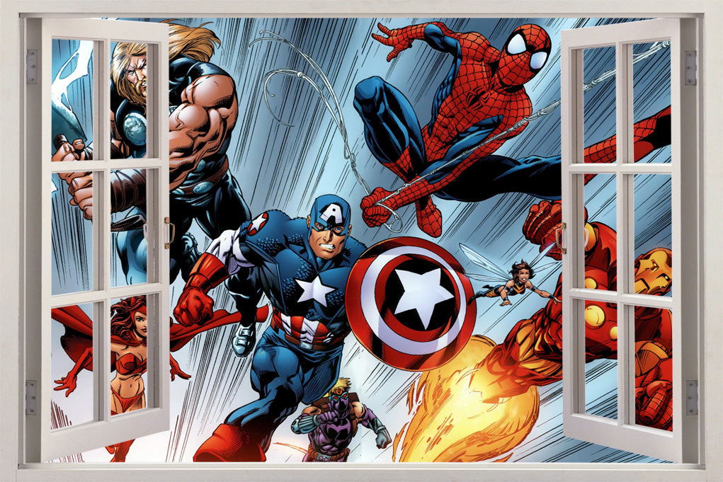 Marvel Super Hero personnages 3D fenêtre sticker mural autocollant H82