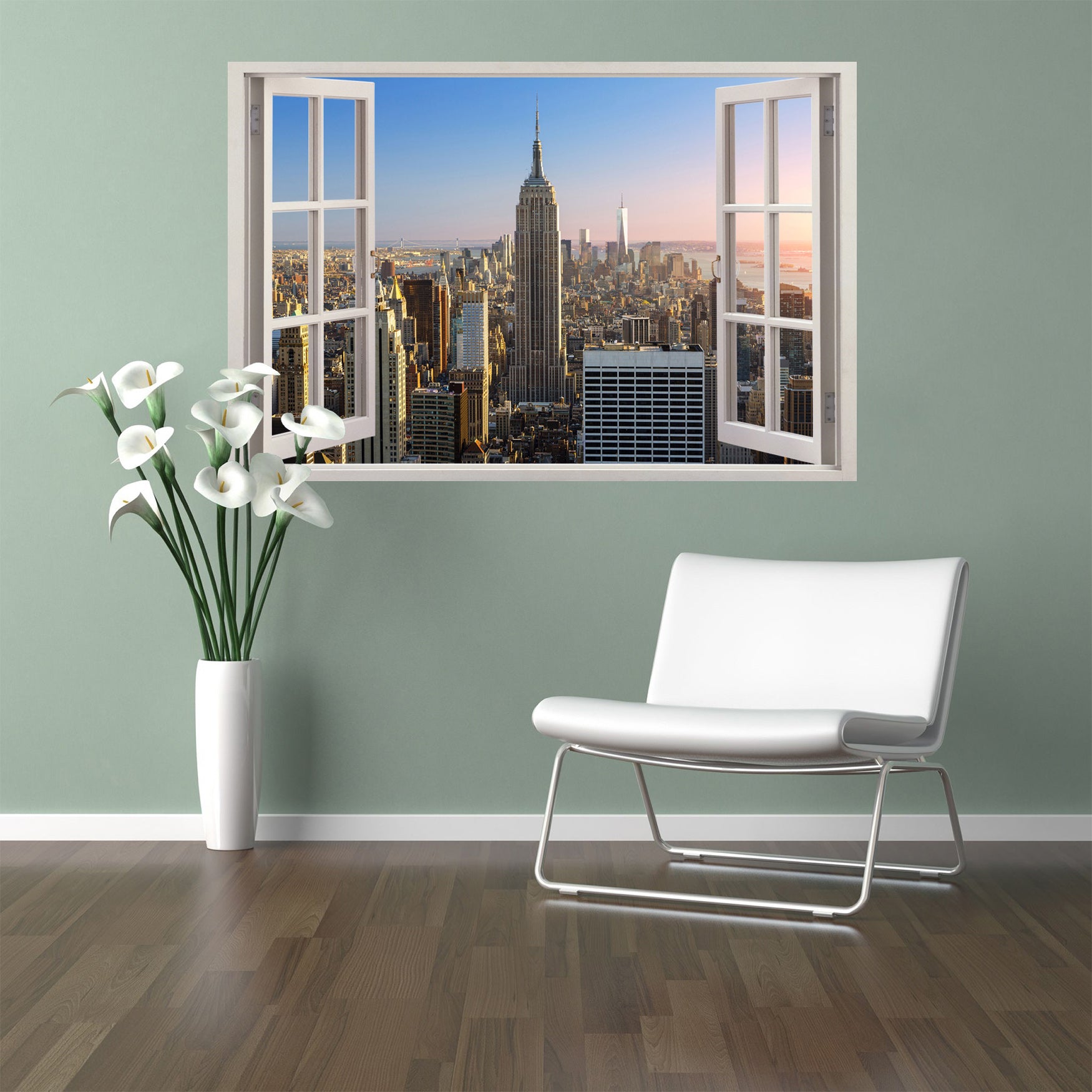 New York City Skyline 3D Window Wall Sticker Autocollant H88