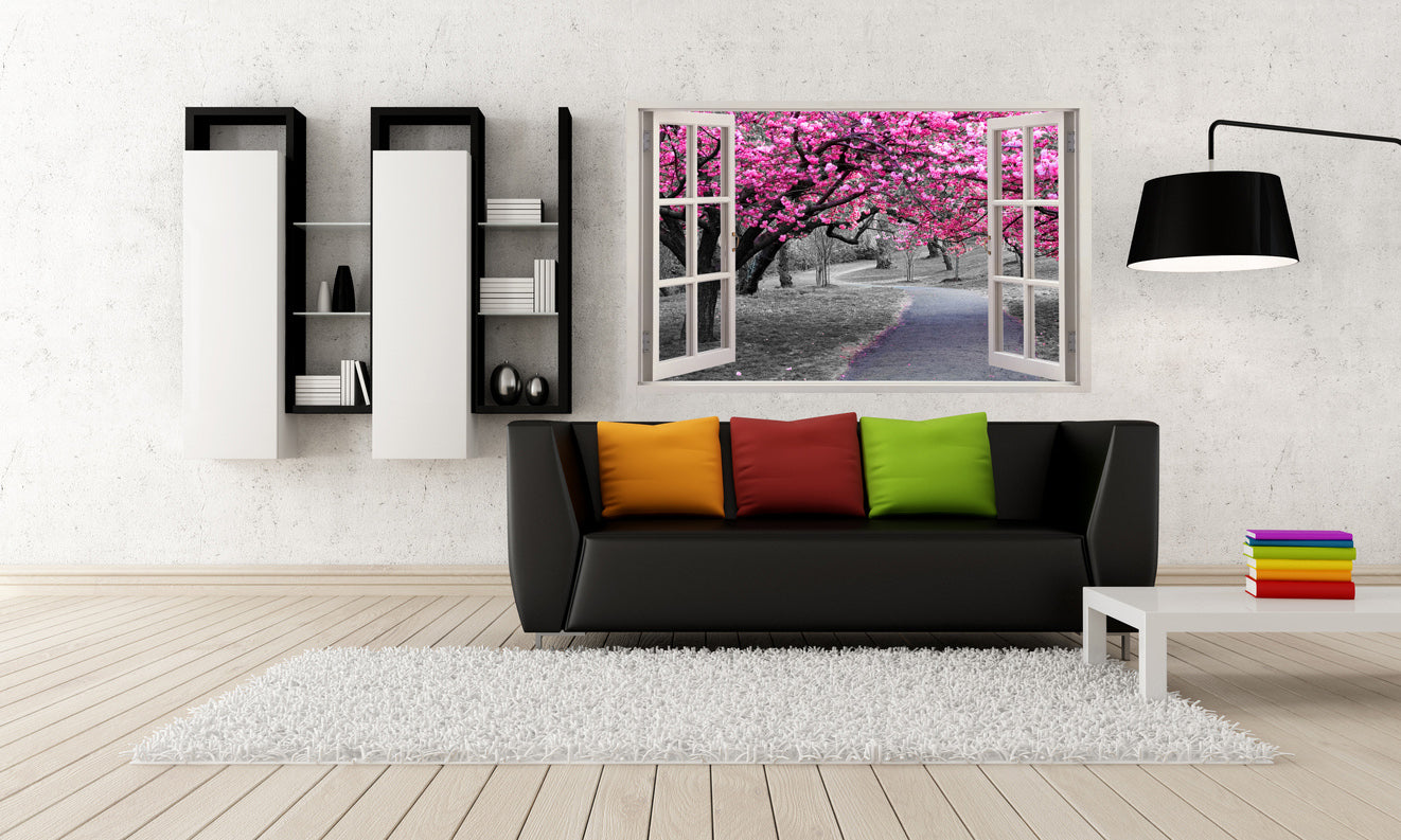 Fleur rose Prunus Persica arbres 3D fenêtre sticker mural autocollant H95