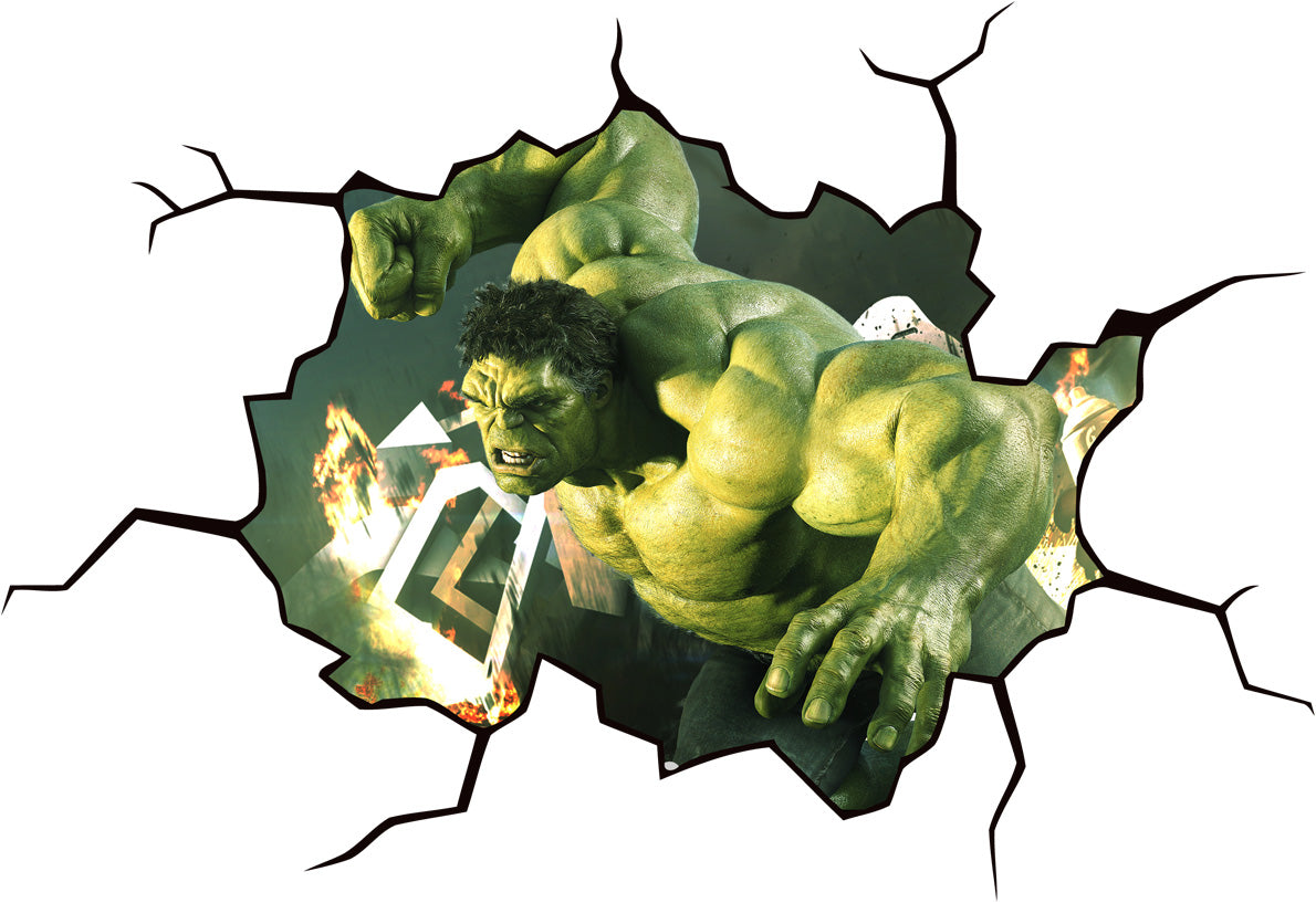Autocollant mural autocollant Hulk 3D cassé cassé 030