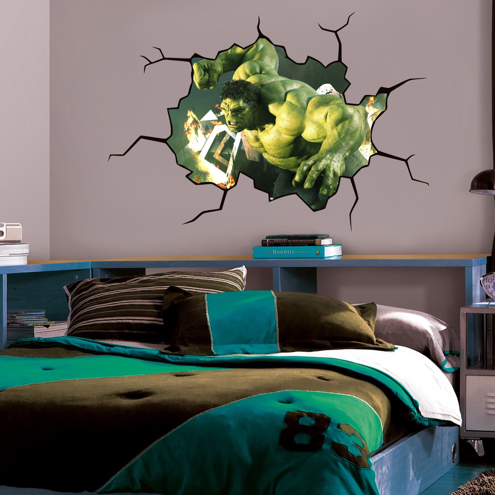 Autocollant mural autocollant Hulk 3D cassé cassé 030