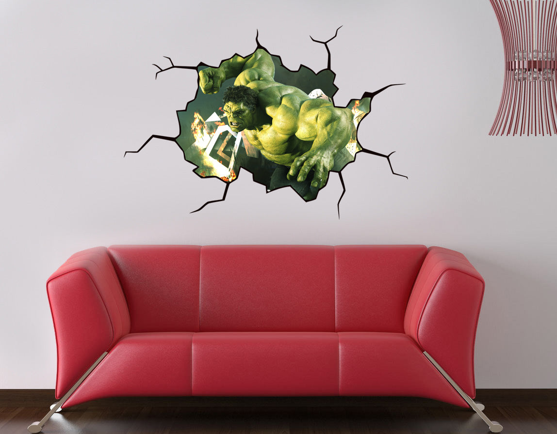 Autocollant mural autocollant Hulk 3D cassé cassé 030