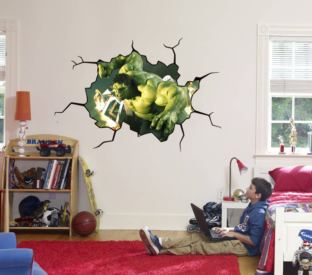 Autocollant mural autocollant Hulk 3D cassé cassé 030
