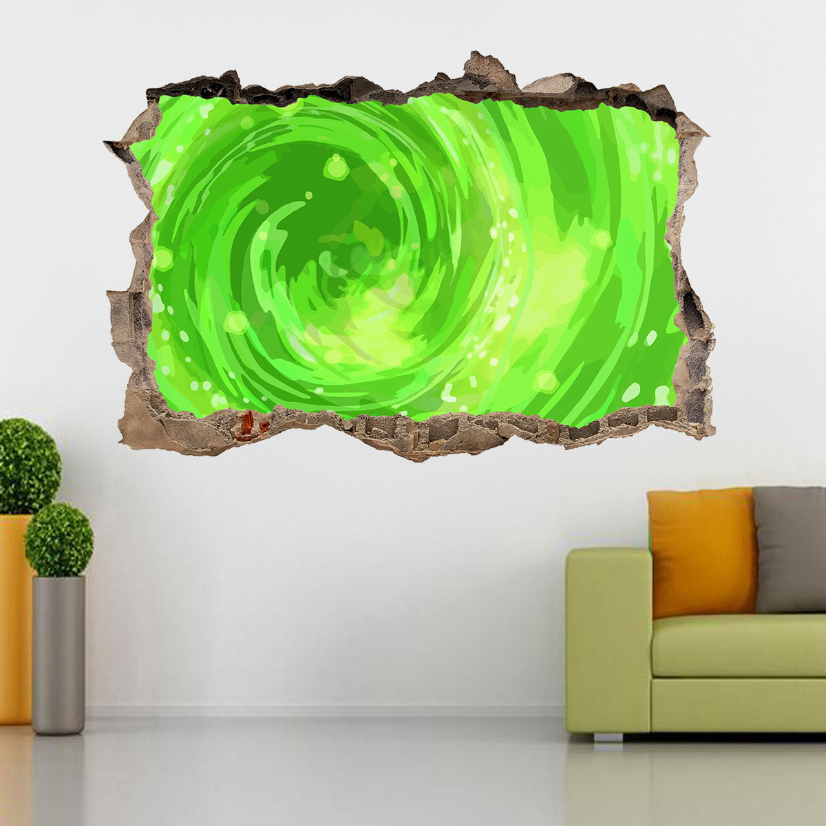 Rick And Morty Portal 3D Smashed Broken Decal Wall Sticker J1002