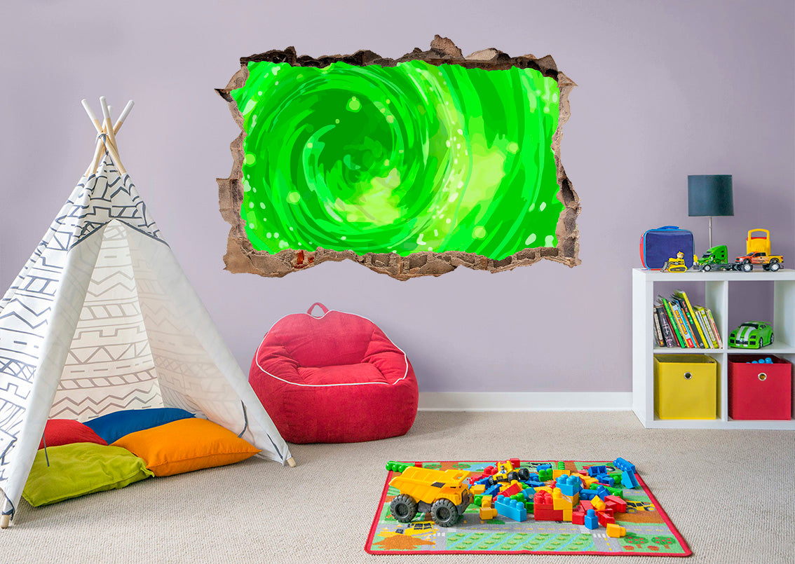 Rick And Morty Portal 3D Smashed Broken Decal Wall Sticker J1002