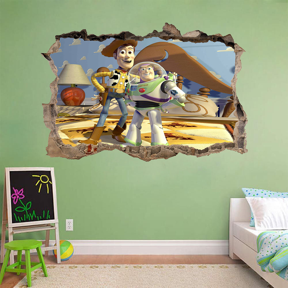 Toy Story Buzz Woody 3D Smashed Broken Decal Wall Sticker J1009