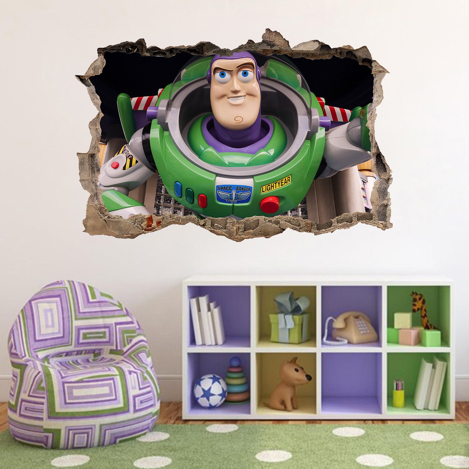 Buzz Lightyear Toy Story 3D Smashed Broken Decal Wall Sticker J1010