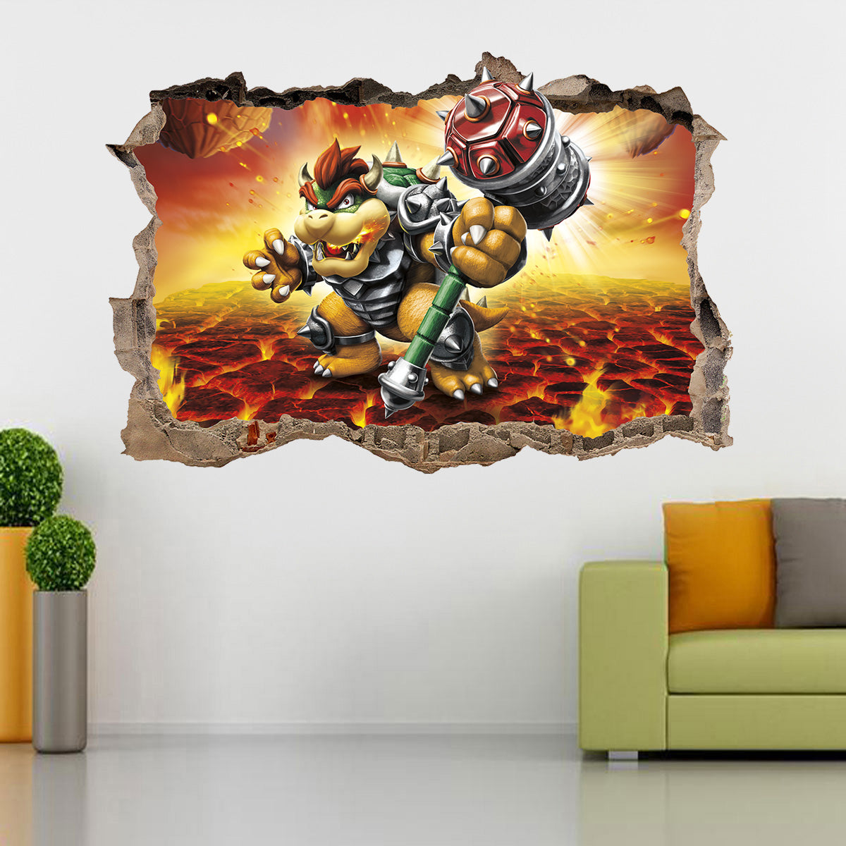 Bowser Super Mario 3D Smashed Broken Wall Sticker Decal J1035