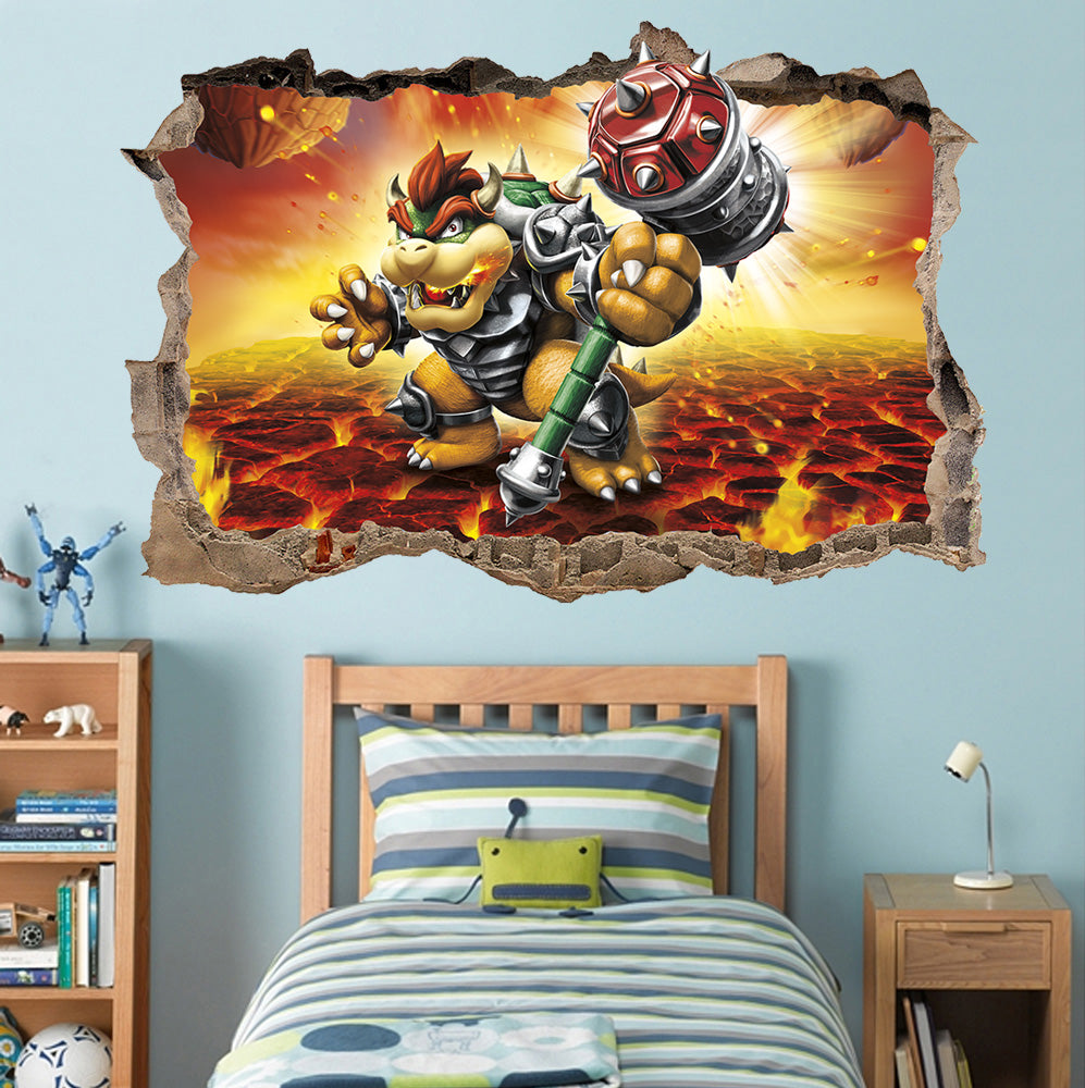 Bowser Super Mario 3D Smashed Broken Wall Sticker Decal J1035