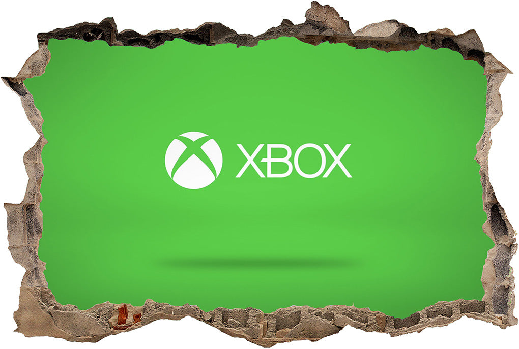 XBOX Gamers 3D Smashed Bricks Broken Wall Illusion Decal Wall Sticker J113