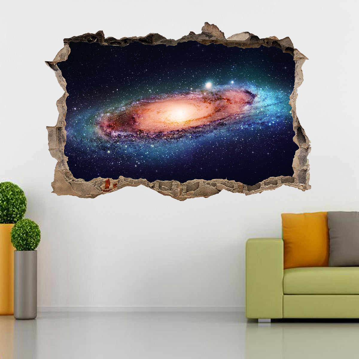 Space Galaxy Interstellar Stars 3D Smashed Broken Decal Wall Sticker J1190
