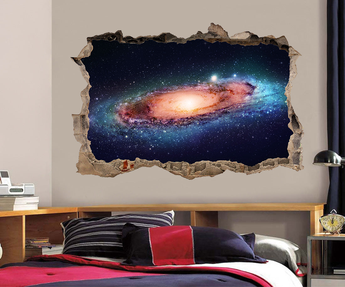 Space Galaxy Interstellar Stars 3D Smashed Broken Decal Wall Sticker J1190