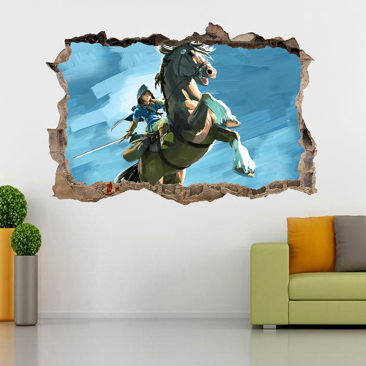 Lien Legend Of Zelda 3D Smashed Broken Wall Sticker Decal J1197