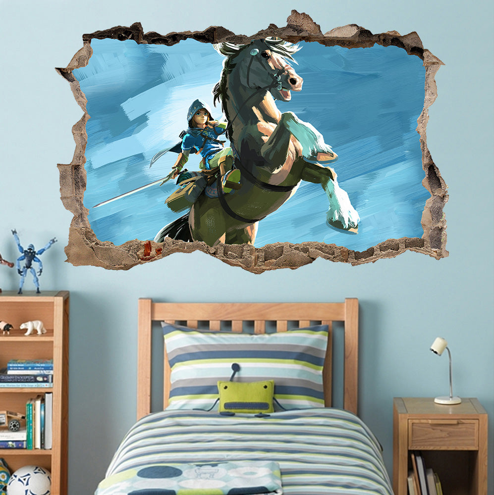 Lien Legend Of Zelda 3D Smashed Broken Wall Sticker Decal J1197
