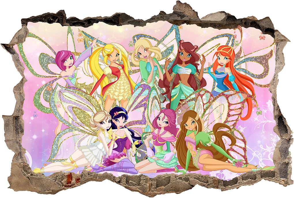 Winx Club 3D Smashed Wall Illusion Autocollant Mural J1207