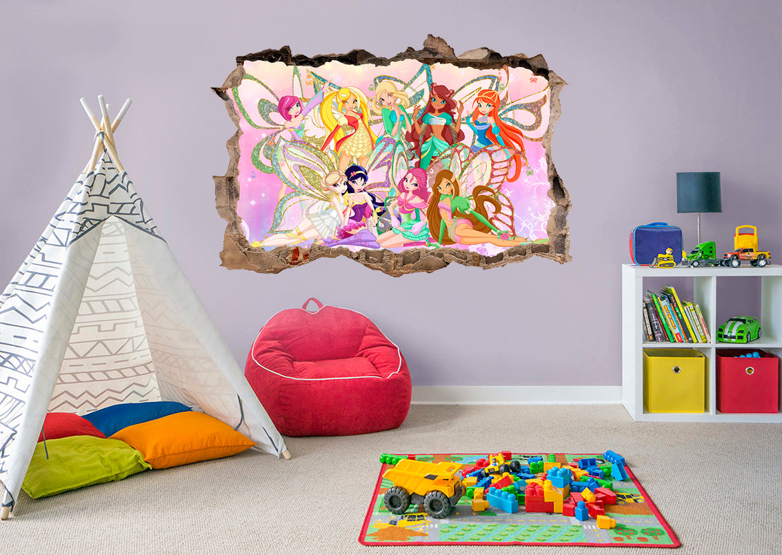 Winx Club 3D Smashed Wall Illusion Autocollant Mural J1207