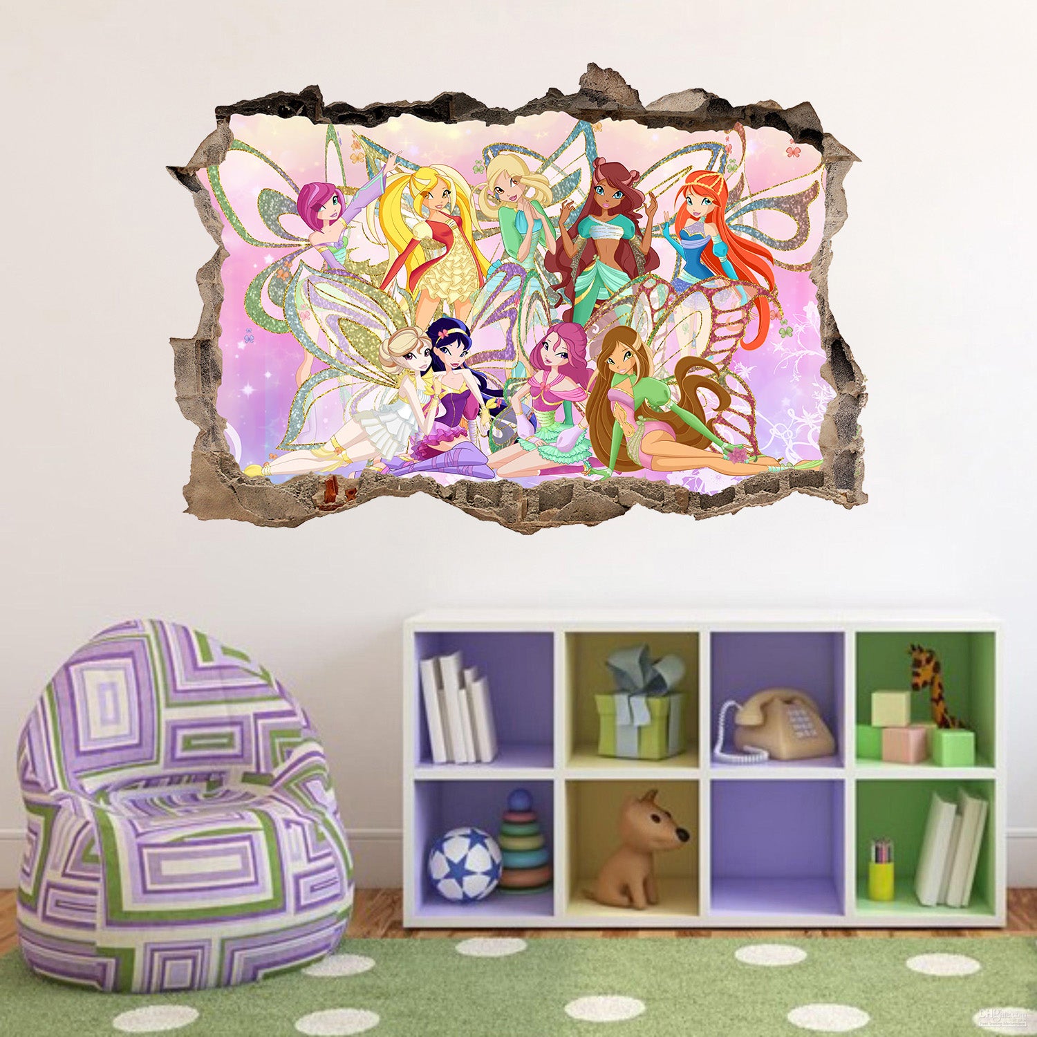 Winx Club 3D Smashed Wall Illusion Autocollant Mural J1207