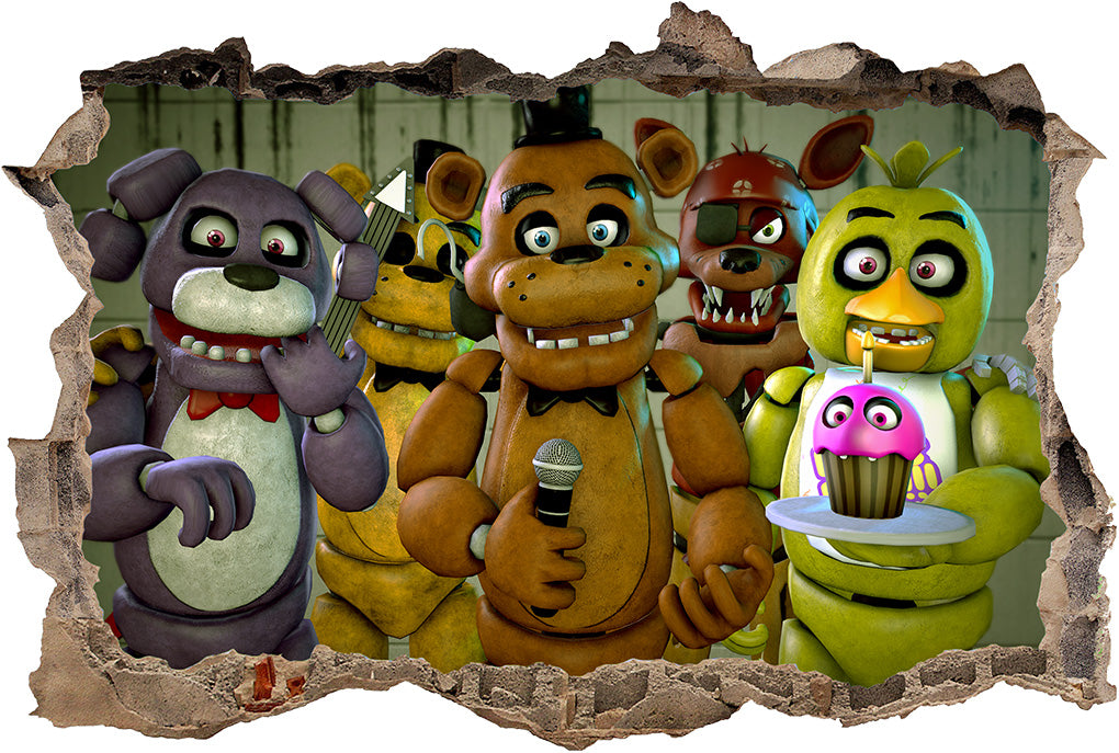 Five Nights At Freddy's 3D Smashed Wall Illusion Decal Wall Sticker J1214