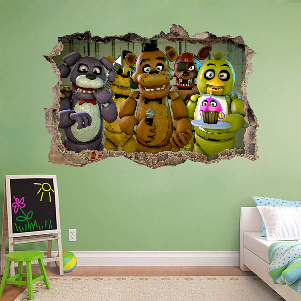 Five Nights At Freddy's 3D Smashed Wall Illusion Decal Wall Sticker J1214