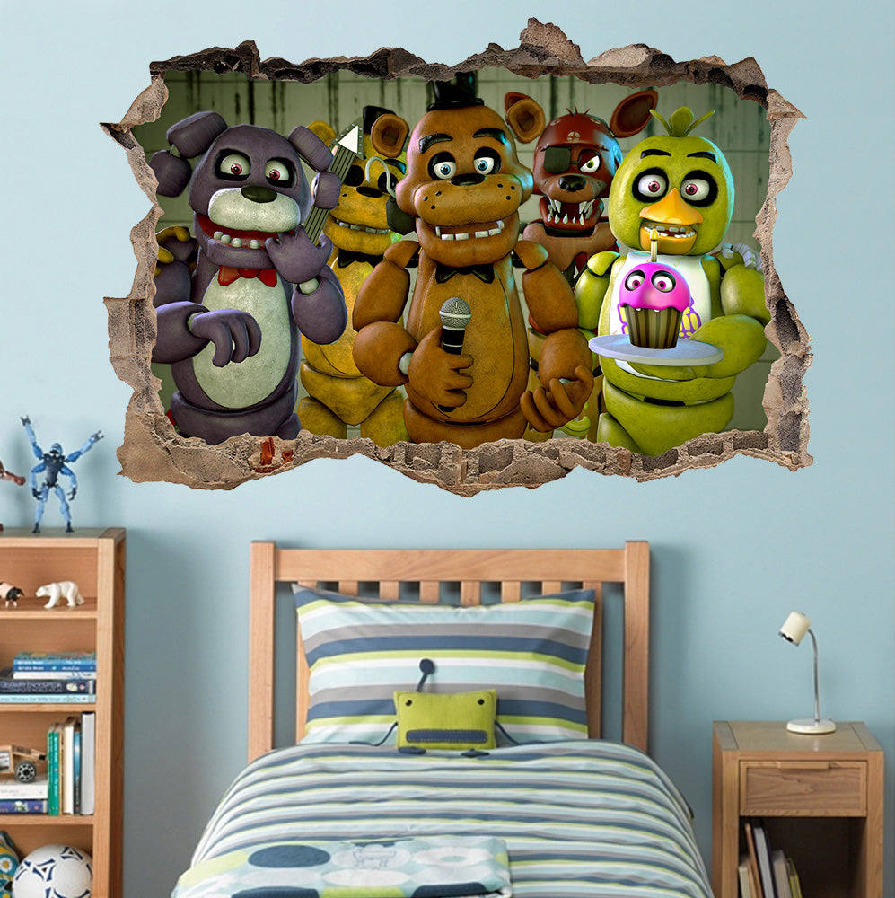 Five Nights At Freddy's 3D Smashed Wall Illusion Decal Wall Sticker J1214