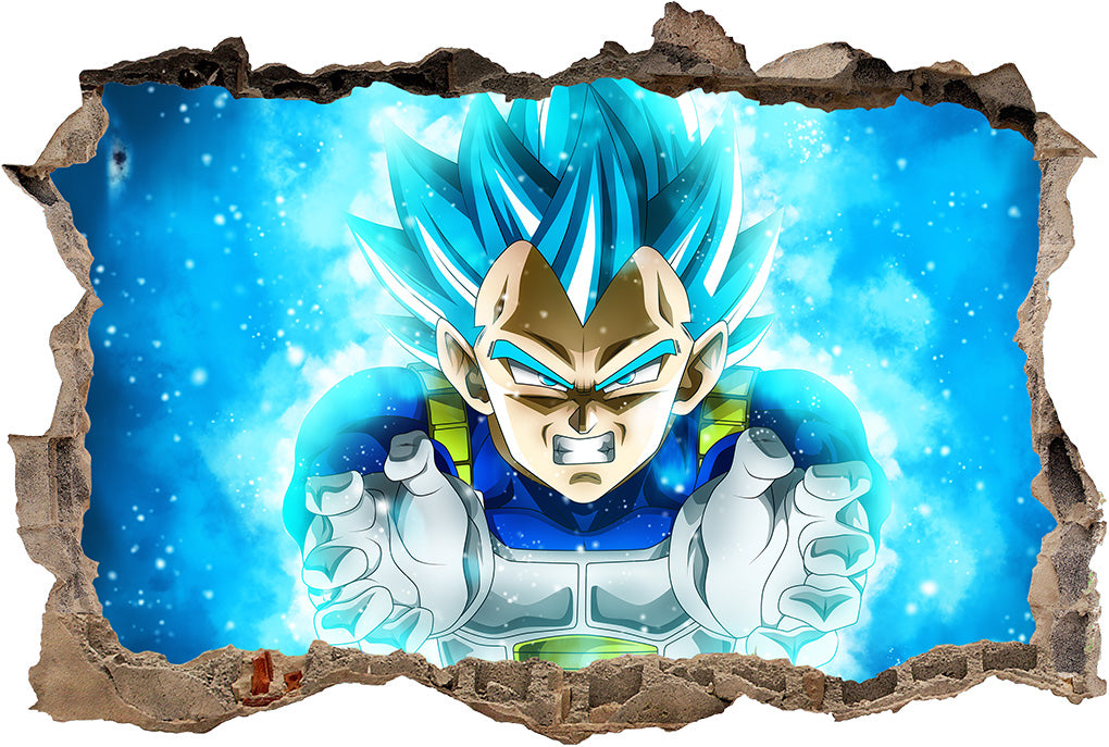 Vegeta Dragon Ball Z 3D Smashed Cassé Sticker Mural Autocollant J1243