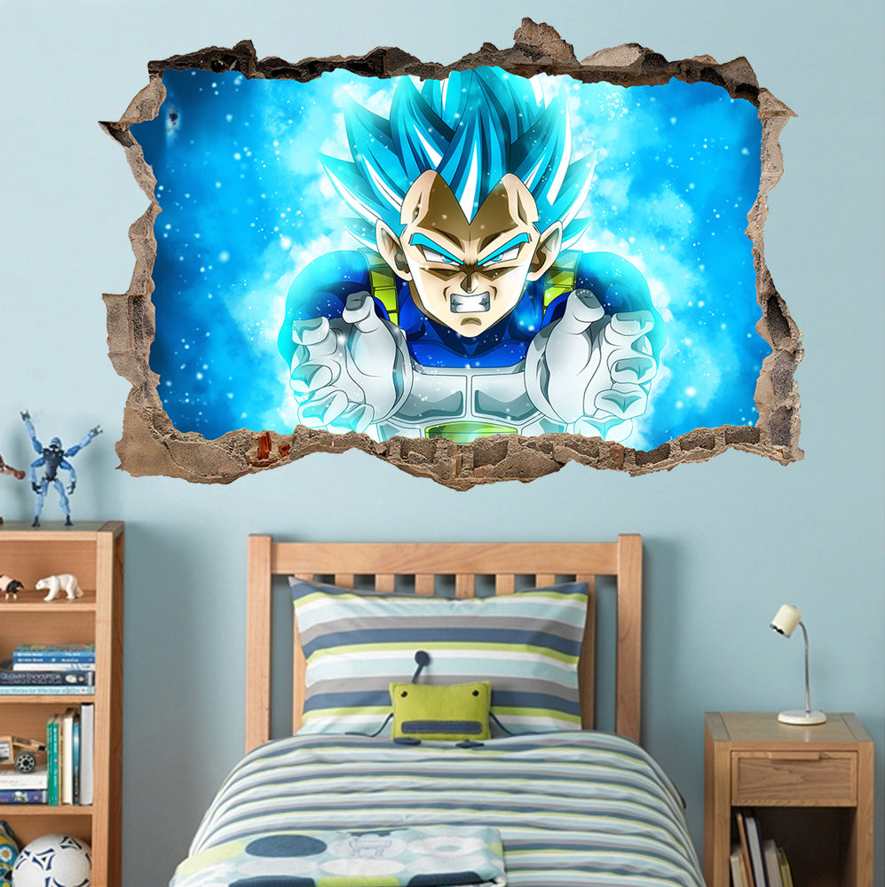 Vegeta Dragon Ball Z 3D Smashed Cassé Sticker Mural Autocollant J1243