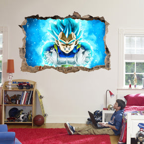 Vegeta Dragon Ball Z 3D Smashed Cassé Sticker Mural Autocollant J1243