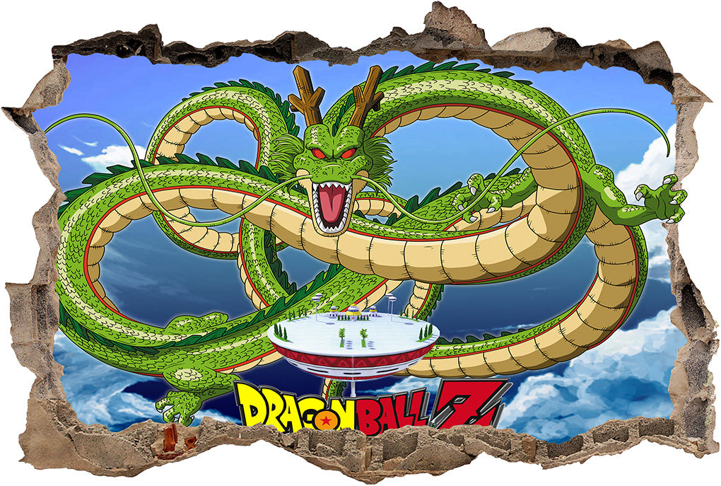 Shenron Dragon Ball Z 3D Smashed Broken Decal Wall Sticker J1244