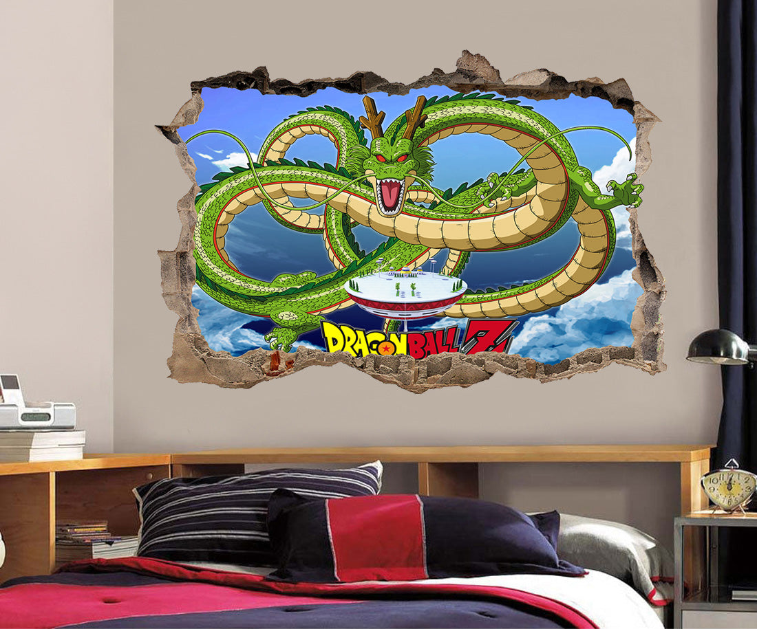 Shenron Dragon Ball Z 3D Smashed Broken Decal Wall Sticker J1244