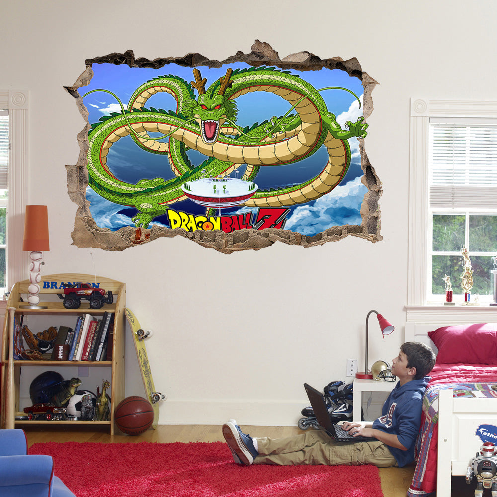 Shenron Dragon Ball Z 3D Smashed Broken Decal Wall Sticker J1244