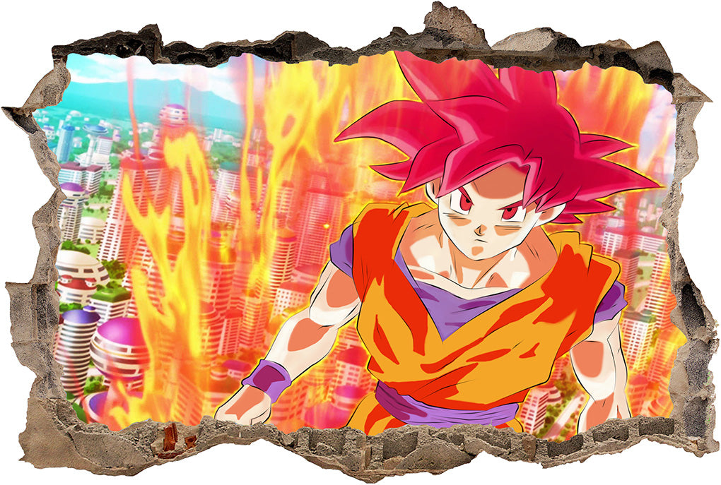 Son Goku Dragon Ball Z 3D Smashed Broken Decal Wall Sticker J1250