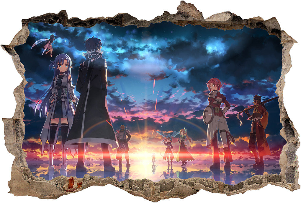 Sword Art Online 3D Smashed Cassé Sticker Mural Autocollant J1254