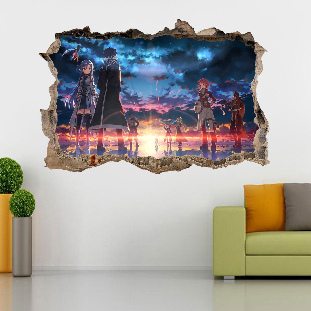 Sword Art Online 3D Smashed Cassé Sticker Mural Autocollant J1254
