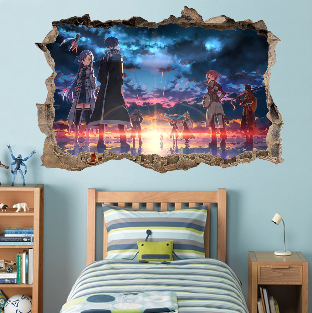 Sword Art Online 3D Smashed Cassé Sticker Mural Autocollant J1254