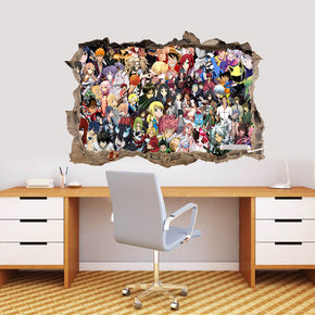 Anime Manga Characters 3D Smashed Broken Decal Wall Sticker J1255
